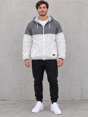 Brooklyn's Best XL Hooded Windbreaker White/Grey